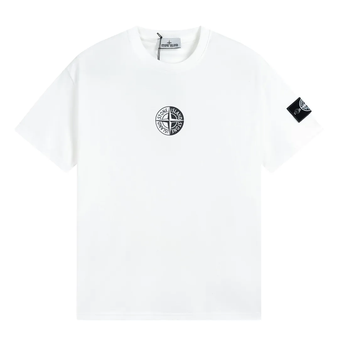 W650#P110💰 [Stone lsland/Stone Island summer new black and white Tai Chi compass cuff armband printed pattern short-sleeved T-shirt] ⚠️[Original creation, high control of details] - Made of 260 grams of combed cotton, 32 count double yarn, soft and comfortable to the touch, sweat-absorbent and breathable. - Simple, basic and versatile style, original single quality, the first choice for couples. - Made in a large factory, four needles and five threads on the shoulder, neatly arranged, high quality workmanship. -Same style for men and women, very versatile, one piece for everyone, details are clearly visible. Color: Black White Size: M L